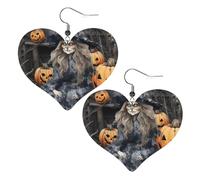 Funny Halloween Decor Witch Leather Earrings Dangle Drop for Women Lightweight Heart Dangle Earrings Jewelry Fashion Pendant and Valentine Birthday Party Gift