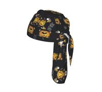 Funny Halloween Decor Witch Print Skull Cap Moisture Wicking Bike Headwrap Lightweight Helmet Liner Adult Modern Hat 55-60 cm