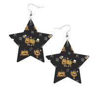 Funny Halloween Decor Witch Printed Leather Pierced Earring Set, 1 Pair Lightweight Bohemian Earrings Birthday Party Jewelry Gifts For Women
