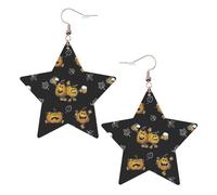 Funny Halloween Decor Witch Printed Leather Pierced Earring Set, 1 Pair Lightweight Bohemian Earrings Birthday Party Jewelry Gifts For Women