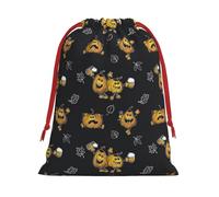 Funny Halloween Decor Witch Printing Soft Drawstring Gift Bag With Red Ribbon Durable For Christmas Halloween For Adults Gifting