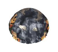 Funny Halloween Decor Witch Shower Cap for Women Double Layers Thick Hair Caps Reusable Waterproof Bath Caps with Elastic Band Hair Hat Washable Shower Hat for Men Women Spa Salon