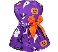 Funny Halloween Dog & Cat Costumes - Girl Dog Dress with Bowtie - Stretchy Outfit for Small Dogs & Puppies (XXS)