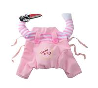 Funny Halloween Dog Clothes for Small Medium Dogs Knife Holding Cosplay Pets Costume Cute Party Cat Dressed Up Chihuahua Outfits (Pink Without Hat,XL)