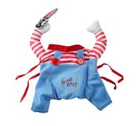 Funny Halloween Dog Clothes for Small Medium Dogs Knife Holding Cosplay Pets Costume Cute Party Cat Dressed Up Chihuahua Outfits (Blue Without Hat,XS)