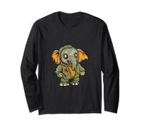 Funny Halloween Elephant Zombie Comic Long Sleeve T-Shirt
