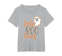 Funny Halloween Fab Boo Lous Fabulous Ghost Womens Halloween T-Shirt, Women's Plus, Heather Grey, 2X