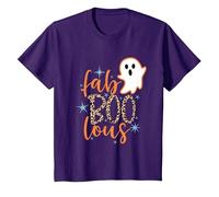 Funny Halloween Fab Boo Lous Fabulous Ghost Womens Halloween T-Shirt, Youth, Purple, Large