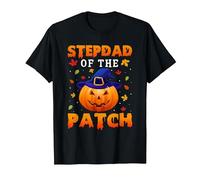 Funny Halloween Family Matching Stepdad of The Patch Pumpkin T-Shirt, Men, Black, Large