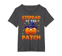 Funny Halloween Family Matching Stepdad of The Patch Pumpkin T-Shirt, Women's Plus, Dark Heather Grey, 1X