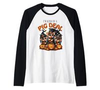 Funny Halloween Farm Animals I'm Kind of A Pig Deal Raglan Baseball Tee