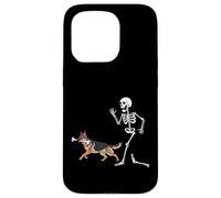 Funny Halloween German Shepherd and Skeleton Case for iPhone 15 Pro