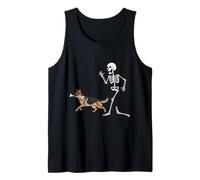 Funny Halloween German Shepherd and Skeleton Tank Top