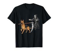 Funny Halloween German Shepherd Dog and The Reaper T-Shirt