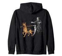 Funny Halloween German Shepherd Dog and The Reaper Zip Hoodie