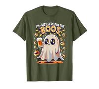 Funny Halloween Ghost Costume I'm Just Here for The Boos T-Shirt, Men, Olive Green, 3X-Large