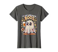 Funny Halloween Ghost Costume I'm Just Here for The Boos T-Shirt, Women, Asphalt Grey, Medium