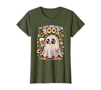 Funny Halloween Ghost Costume I'm Just Here for The Boos T-Shirt, Women, Olive Green, X-Small