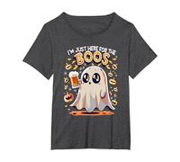 Funny Halloween Ghost Costume I'm Just Here for The Boos T-Shirt, Women's Plus, Dark Heather Grey, 2X