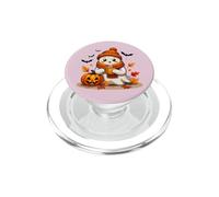 Funny Halloween Ghost drinking coffee Mug Autumn Fall Leaves PopSockets PopGrip for MagSafe