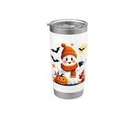 Funny Halloween Ghost Drinking Coffee Mug Autumn Fall Leaves Stainless Steel Insulated Tumbler
