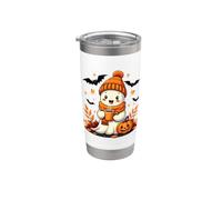 Funny Halloween Ghost Drinking Coffee Mug Autumn Fall Leaves Stainless Steel Insulated Tumbler