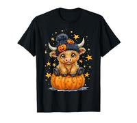 Funny Halloween Highland Cow Ghost Spooky Pumpkin Hello Fall T-Shirt