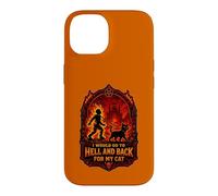 Funny Halloween I'D GO TO HELL AND BACK FOR MY CAT Case for iPhone 14
