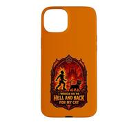 Funny Halloween I'D GO TO HELL AND BACK FOR MY CAT Case for iPhone 15 Plus