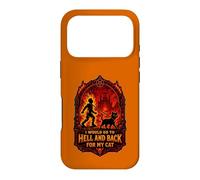Funny Halloween I'D GO TO HELL AND BACK FOR MY CAT Case for iPhone 17 Pro