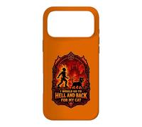 Funny Halloween I'D GO TO HELL AND BACK FOR MY CAT Case for iPhone 17 Pro Max