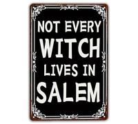 Funny Halloween Metal Signs Not Every Witch Lives In Salem Vintage Tin Sign Wall Decoration Halloween Wall Decor Iron Painting For Home Kitchen Cafe Pub Porch Plaque Retro Metal Tin Sign 8X12 Inches