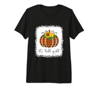 Funny Halloween Orange Pumpkin Buffalo Plaid It's Fall Y'all Premium T-Shirt