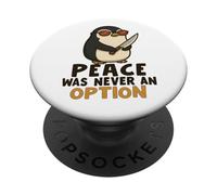 Funny Halloween Penguin Peace Never an Option PopSockets Adhesive PopGrip