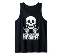 Funny Halloween People Give Me The Creeps Skeleton Skull Tank Top