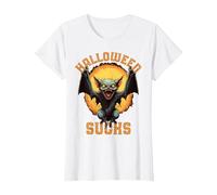 Funny Halloween Pun Scary Vampire Bat Sucks Humor Joke T-Shirt, Women, White, Medium