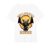 Funny Halloween Pun Scary Vampire Bat Sucks Humor Joke T-Shirt, Women's Plus, White, 3X