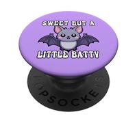 Funny Halloween Pun Sweet But A Little Batty Cute Kawaii Bat PopSockets Adhesive PopGrip