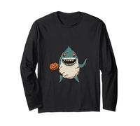 Funny Halloween Shark Zombie Comic Long Sleeve T-Shirt