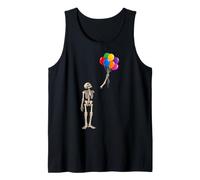 Funny Halloween Skeleton Holding Colourful Party Balloons Tank Top