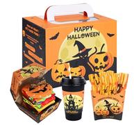 Funny Halloween Socks for Men Women Teenage Boys - Spooky Scary Horror Halloween Pumpkin Trick or Treat Accessories - Novelty Funky Fun Odd Fast Food Socks - Birthday Christmas Gifts Stocking Fillers