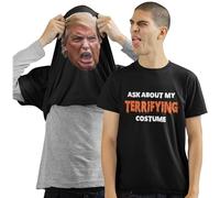 Funny Halloween T-Shirt Ask About My Terrifying Costume Flip Unisex Tee Funny Donald Trump Disguise Costume for Halloween Party American Election