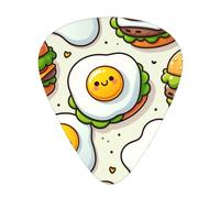 Funny-Hamburger-Egg 12 Pack Guitar Picks With 3 Thicknesses And Storage Box, Abs Plectrums For Electric Bass Guitar Players