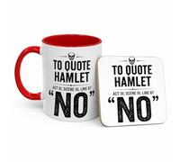 Funny Hamlet Quote Mug - “to Quote Hamlet Act 3, Scene 3, Line 87” - Shakespeare Gift for English Teachers, Students & Book Lovers - Novelty Literary Coffee Cup (11oz Red, Mug & Coaster Set)