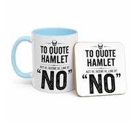 Funny Hamlet Quote Mug - “to Quote Hamlet Act 3, Scene 3, Line 87” - Shakespeare Gift for English Teachers, Students & Book Lovers - Novelty Literary Coffee Cup (11oz Baby Blue, Mug & Coaster Set)