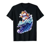 Funny Hamster is Surfing an Ocean Wave 1 - Fan Fun T-Shirt