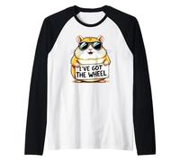 Funny Hamster Joke Hammy Cute Pet Wheel Wearing Sunglasses Raglan Baseball Tee