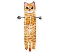 Funny Hand Towels for Bathroom Kitchen Decor - Cute Cat Hanging Hand Towel Kitchen Gadgets - Unique Housewarming Birthday Christmas Cat Lover Gift Ideas for Women Mom Lady Adults