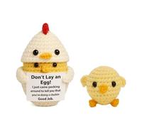 Funny Handmade Crocheted Eggs with Cluckin' Good Job Encouragement Cards, Chick Inside - Gift for Eggs Lovers, Coworkers (Women & Men), Humorous Emotional Support Animal Present(Emotional Egg)