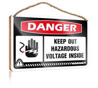 Funny Hanging Farm Interesting Sign Danger Keep Out Hazardous Voltage Inside Wooden Sign Outside Decor Bedroom Accessories(20X30CM)